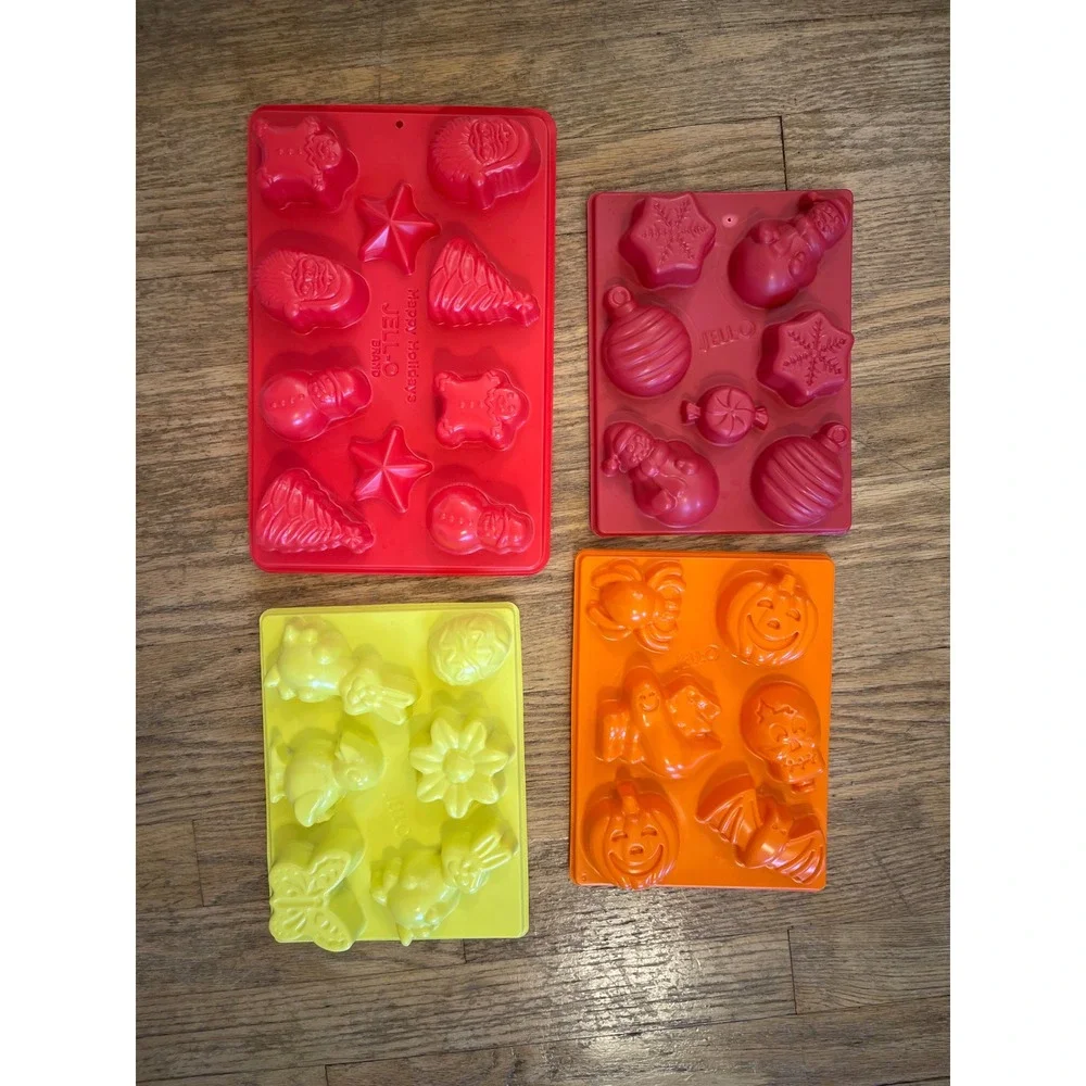 8pc Vintage Jell-O Jigglers Molds Halloween Christmas Easter Holiday Set Plastic